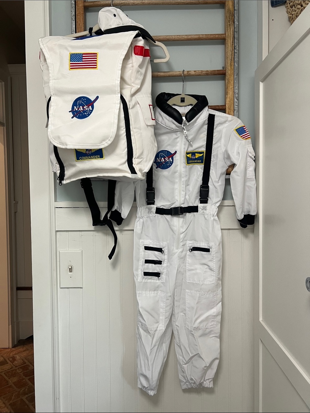 Kids NASA astronaut Halloween costume with backpack size 6-8